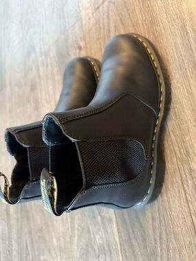 Dr. Martens Black Chelsea Boots with Yellow Stitching